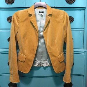 J.Crew Faux Velvet Yellow Blazer
